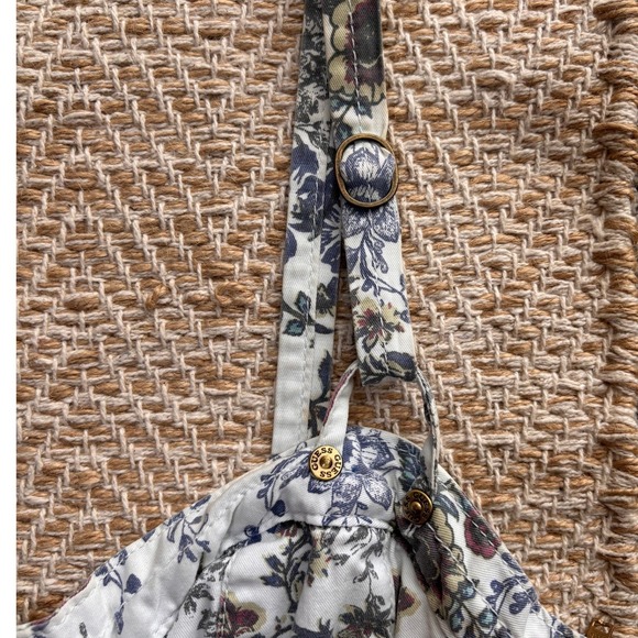 Guess Floral Denim Corset Dress Womens Size 1 White Lace Up Bodycon Mini - Picture 4 of 14